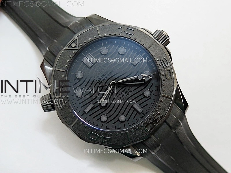 Seamaster 300m 43.5mm Black Ceramic VSF 1:1 Best Edition Black Dial on Black Rubber Strap A8806